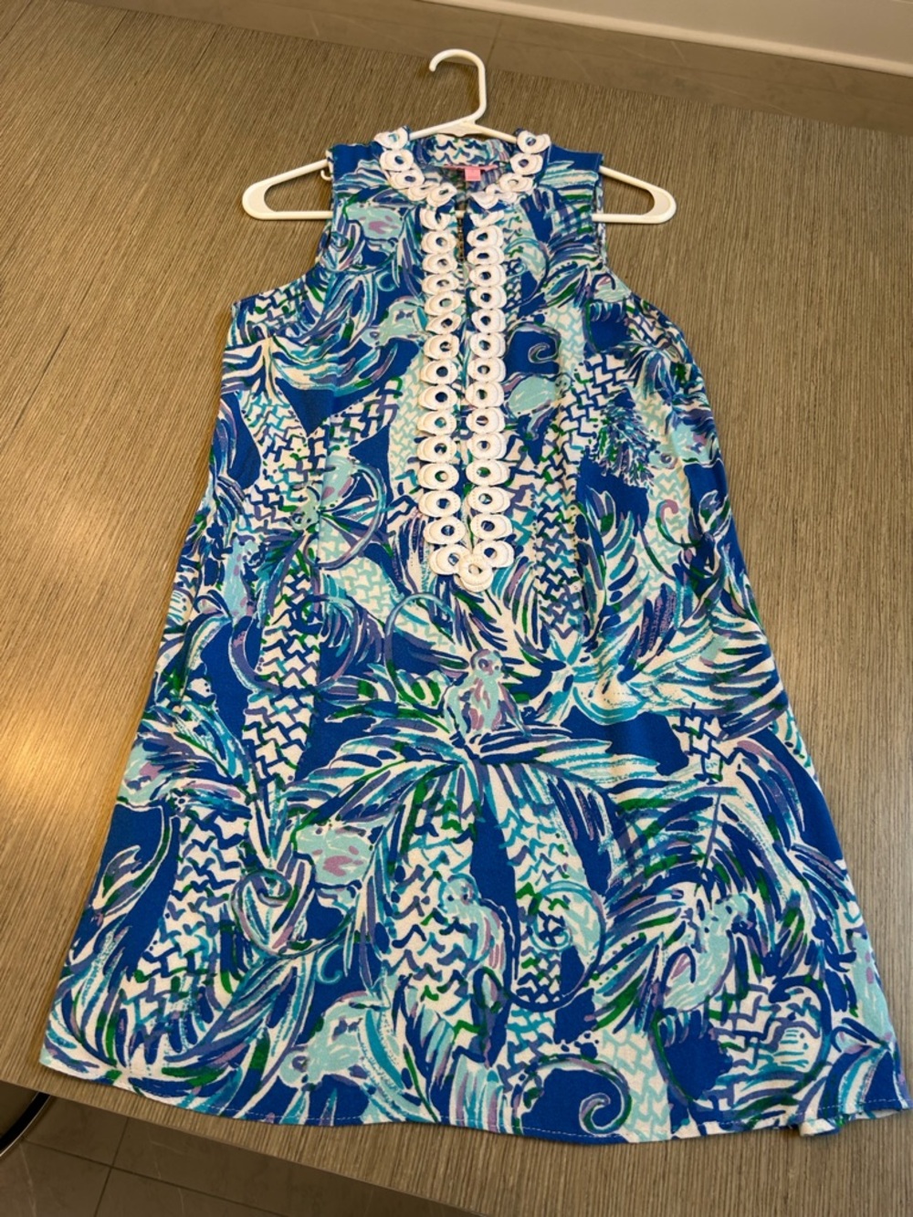Lilly Pulitzer Blue, Aqua & Green Tropical Zip-Front Dress